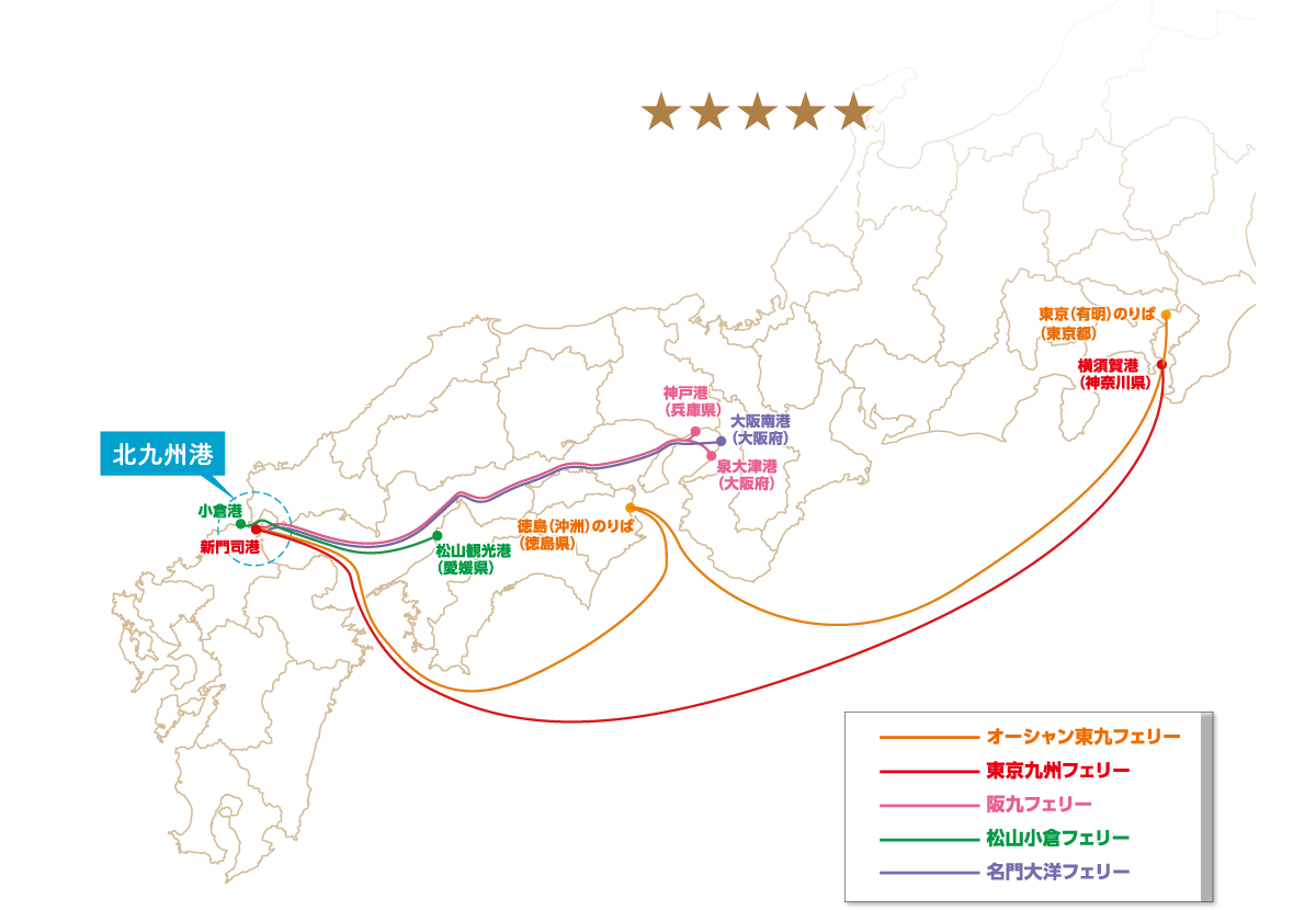 5つの安心・5つの誓いやすらぎの旅を、5つ星のフェリーで。